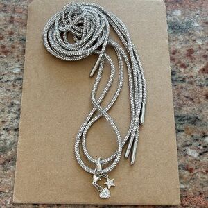 Golden Goose Silver Necklace with Star and Crystal Charms